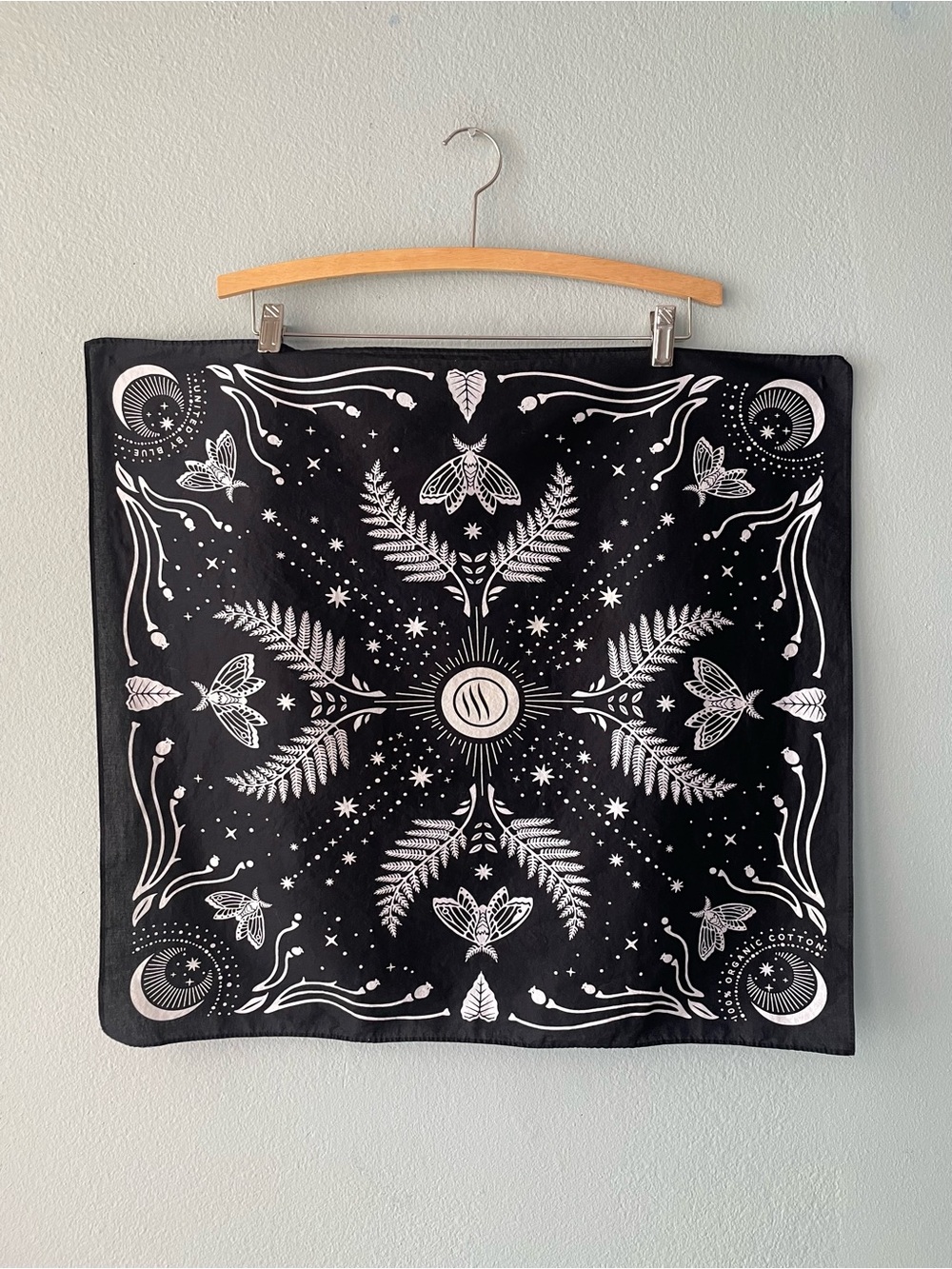🌱5/$25🌱 United by Blue | Black Organic Cotton Nature Moths Whimsical Bandana
